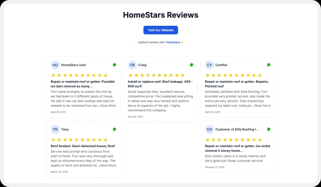Creating a Wall of reviews using Homestars reviews