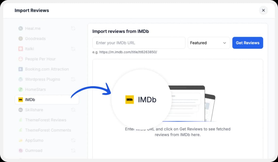 List of platforms available to import reviews to Feedspace.