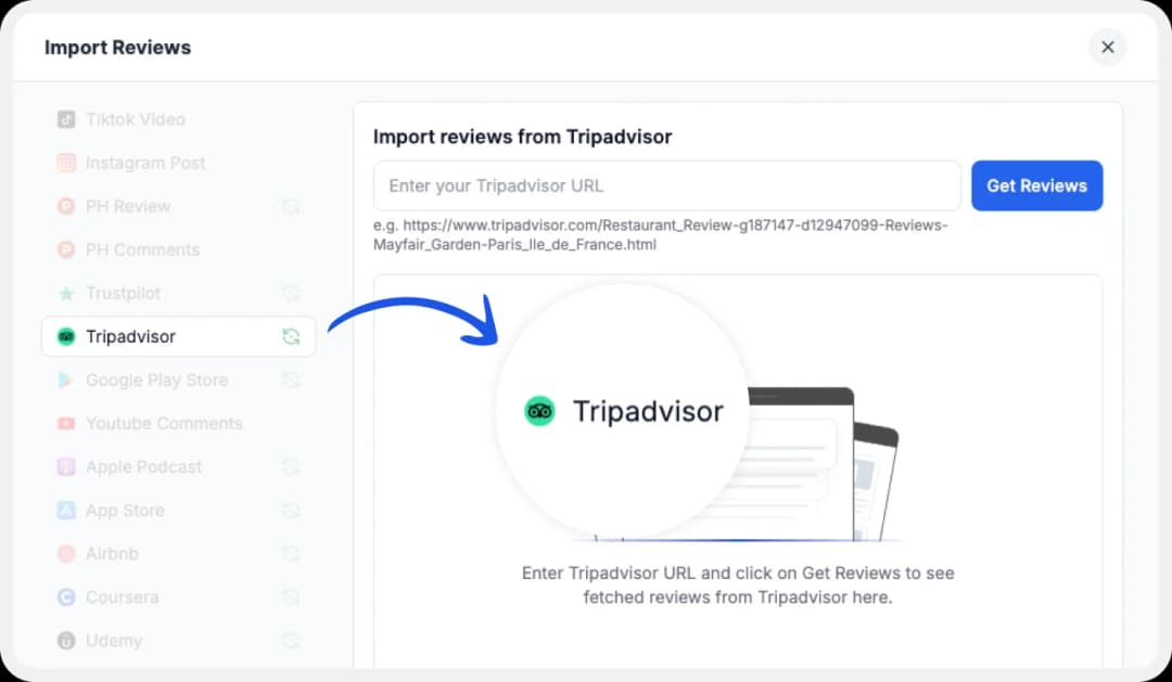 Import reviews from TripAdvisor