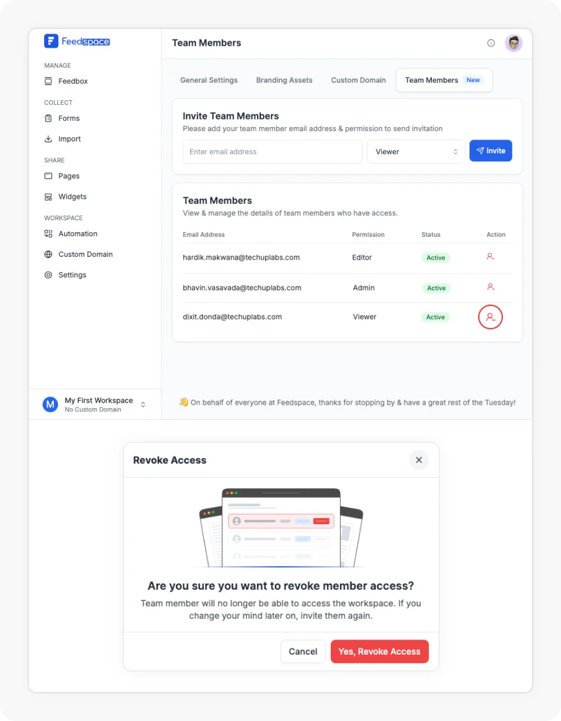 Manage Permissions Anytime with Team