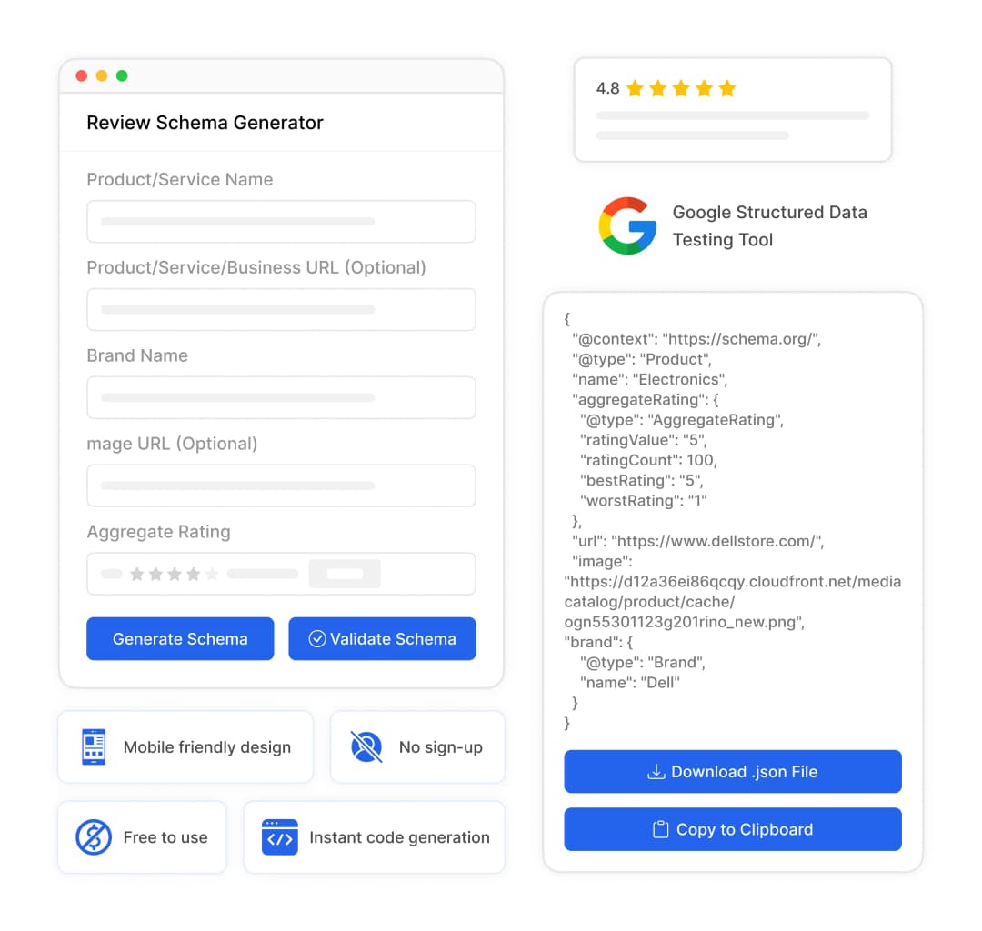 Features and benefits of Feedspace’s Review Schema Generator tool