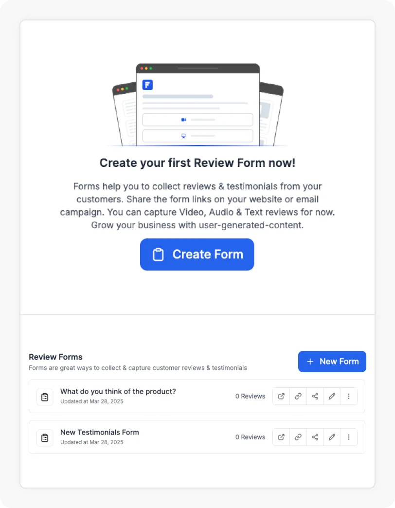 Feedspace Form to collect Video Testimonials free