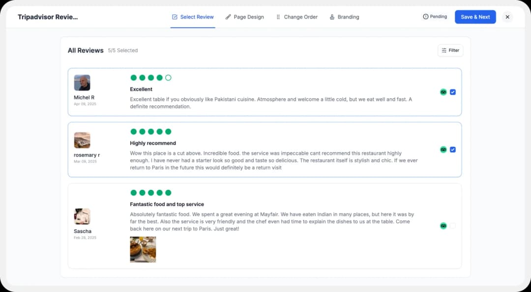 Choose  and Select Tripadvisor Review