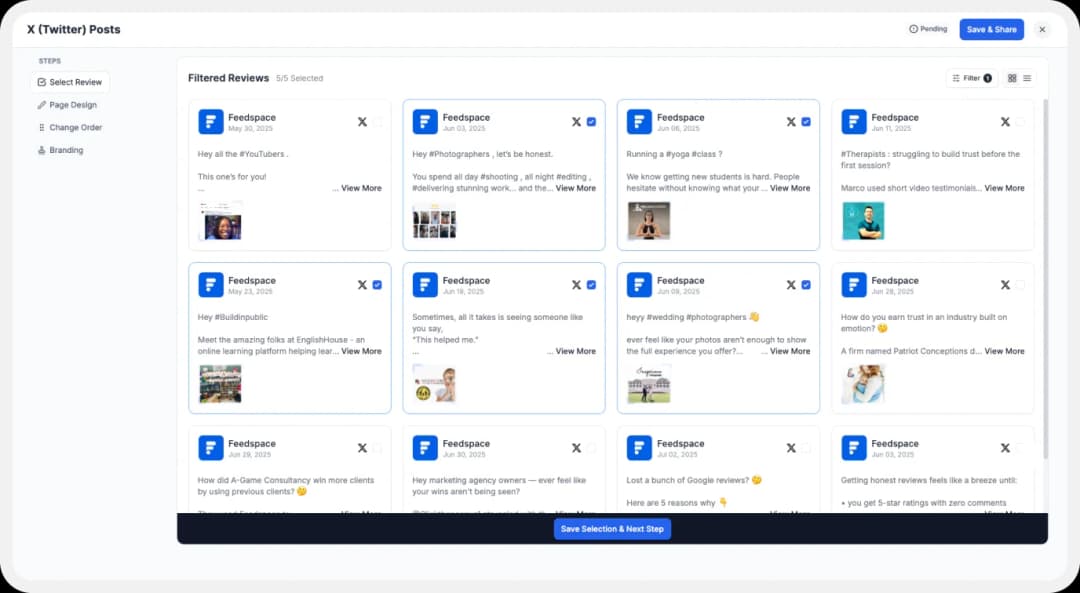 Select the Twitter post to showcase