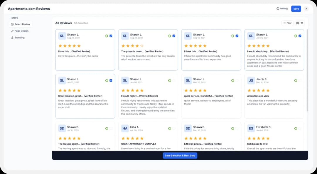 Import Apartments.com Review to Feedspace