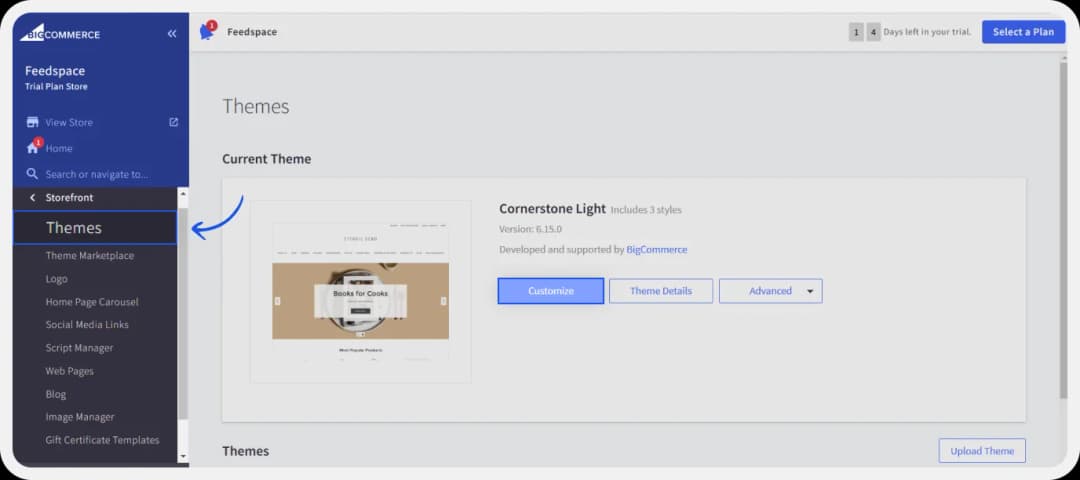 BigCommerce Storefront with Template and Customize option