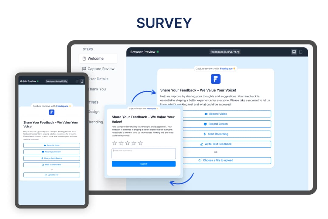 Survey form template to improve the product