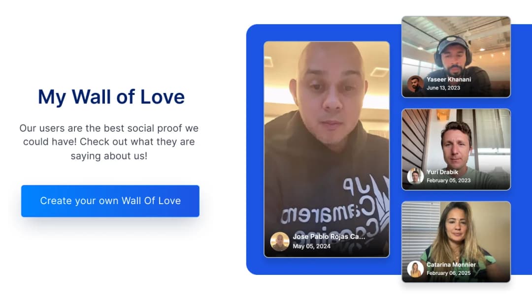 Create a video testimonials wall of love