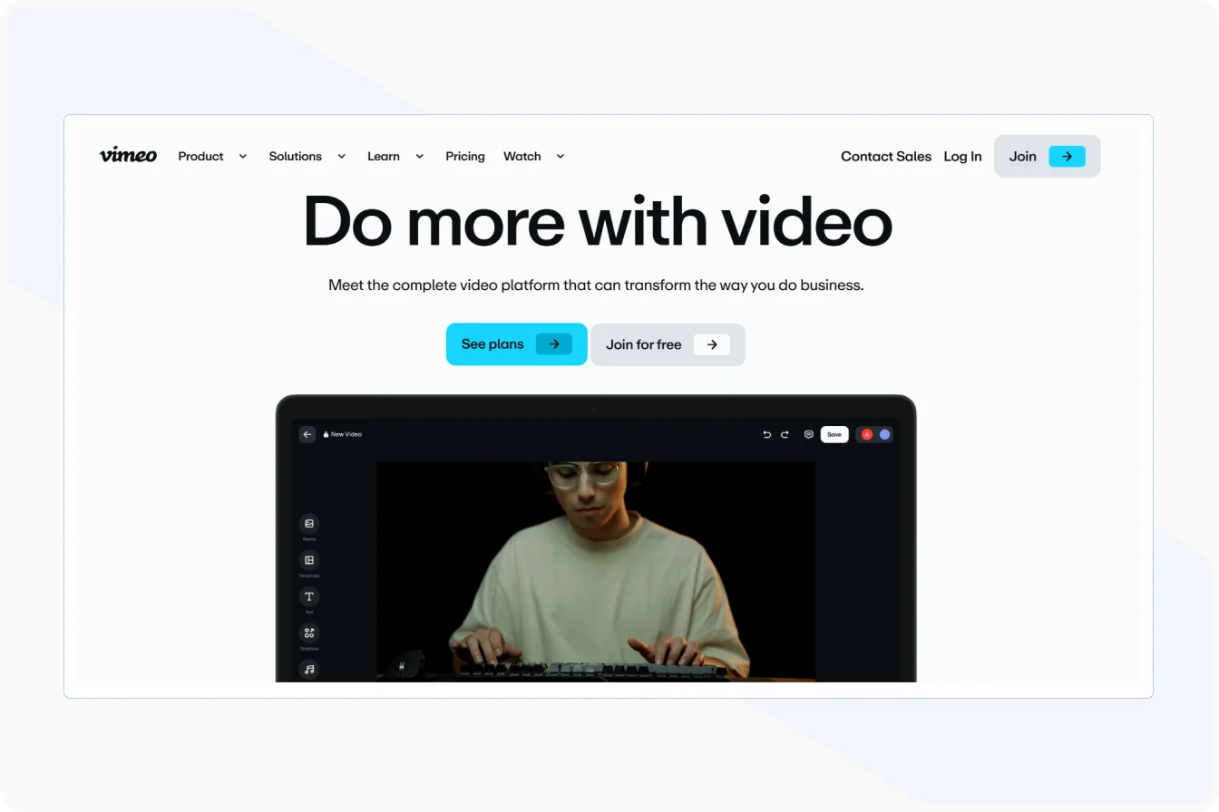 Vimeo video hosting platform interface with customizable video player options