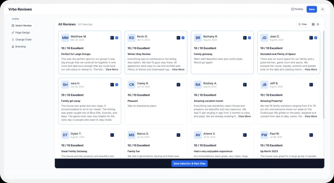Select reviews to add to the Wall of Love