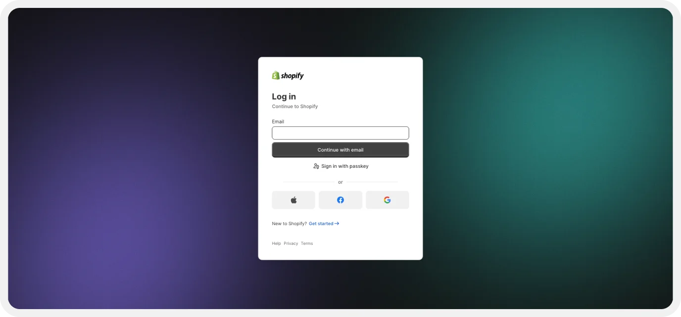 Logging in to the Shopify dashboard to add Google Reviews
