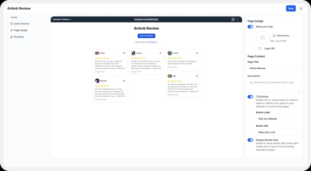 Customization options for Wall of Love