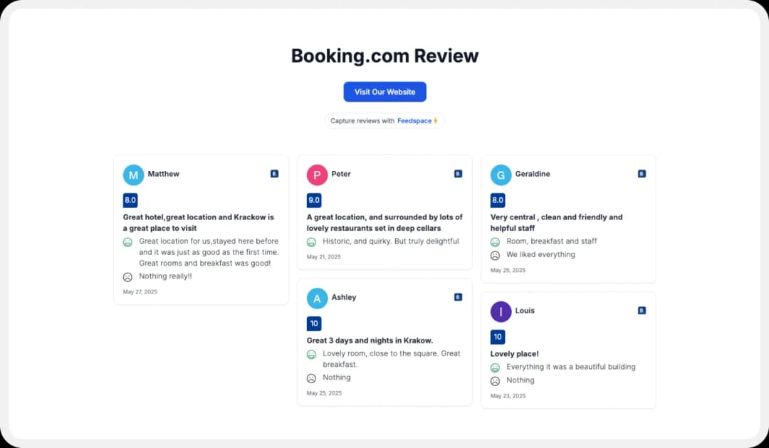 Make Wall of Love using Booking Reviews