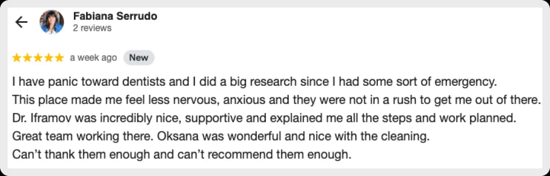 Positive dentist experience during an emergency