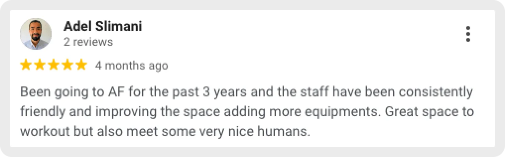 Long-term positive gym experience at AF