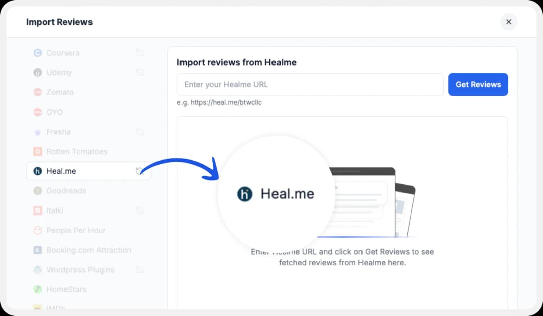 Available platforms list for importing reviews to Feedspace