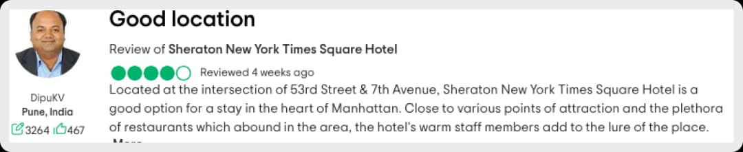 DipuKV's review of Sheraton New York Hotel.