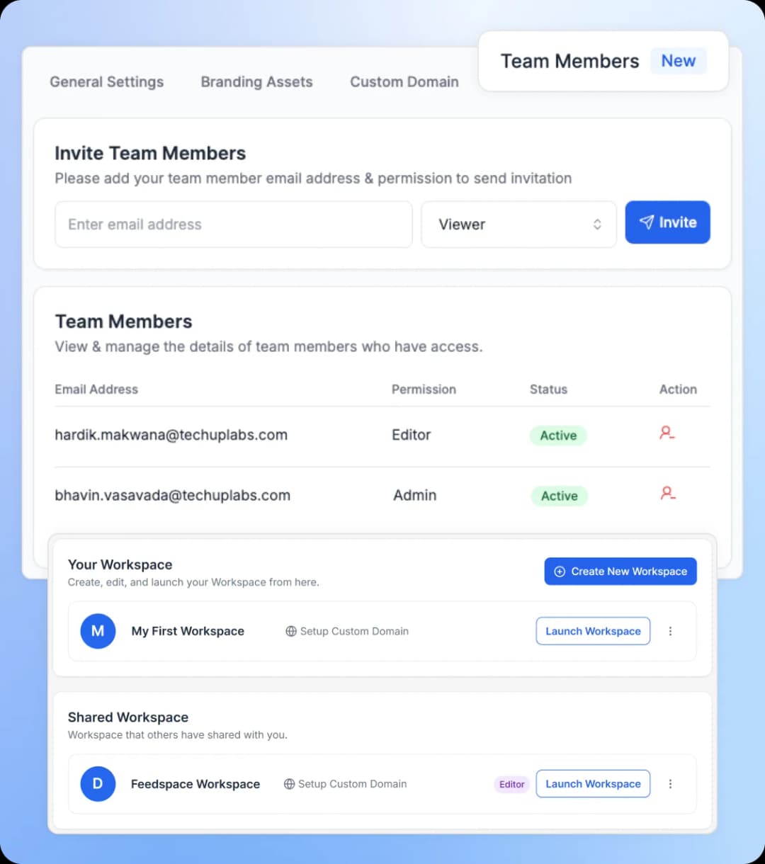 Invite Team members in Feedspace Account