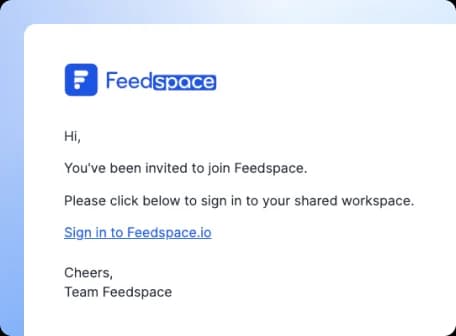 Send Invitation to Team members with Feedspace