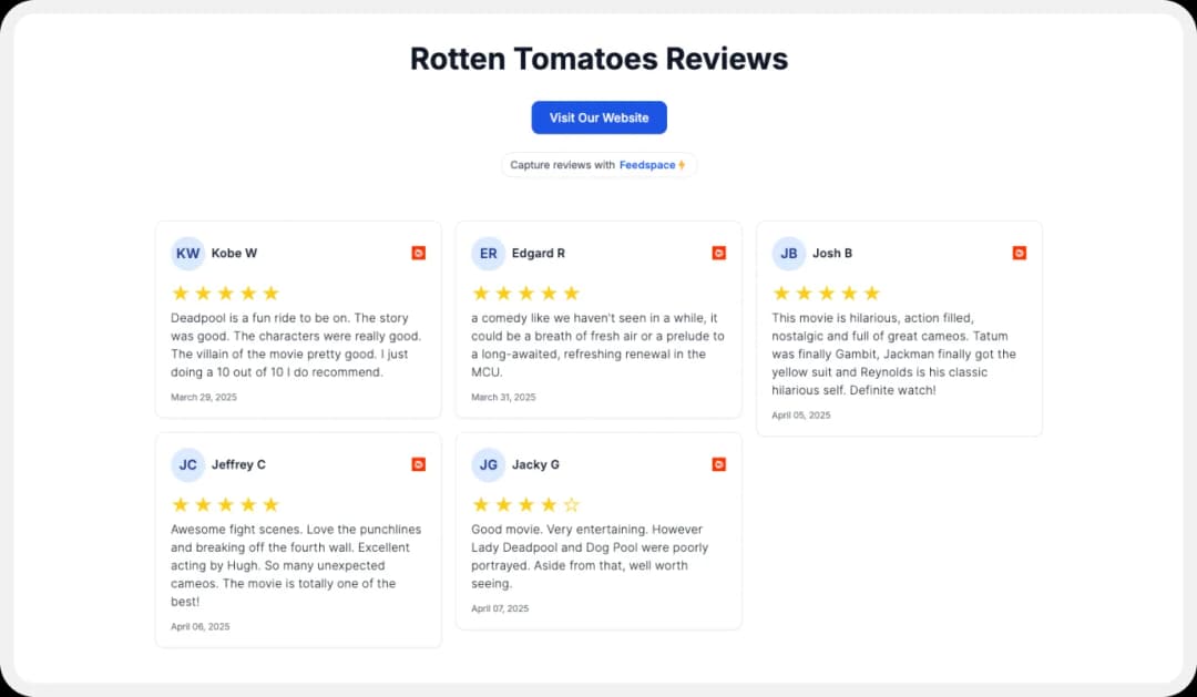 Creating a Wall of Love using Rotten Tomatoes reviews
