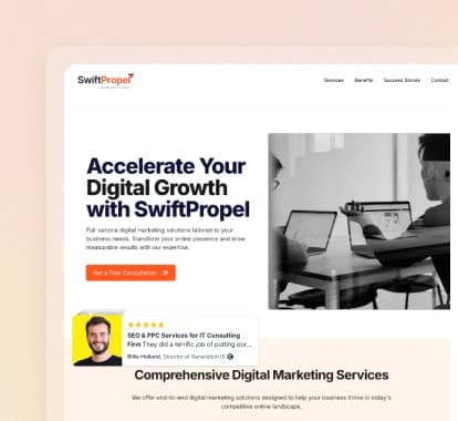 SwiftPropel website using Feedspace widgets
