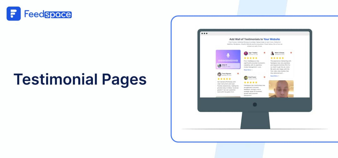 A website testimonial page displaying customer reviews and ratings