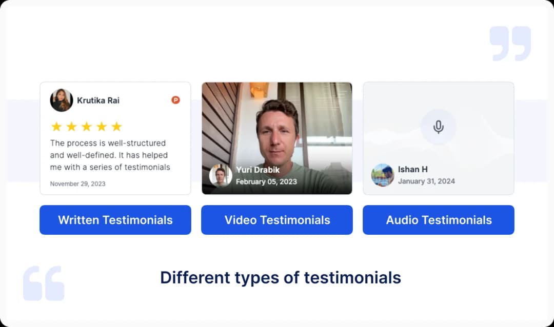 Different types of testimonials
