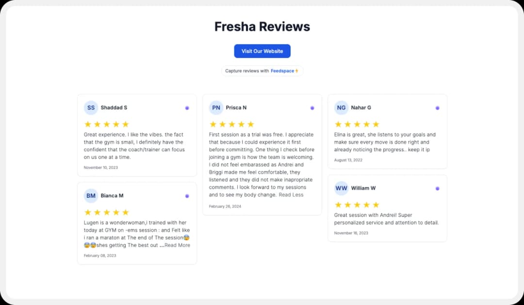 Building Wall of Love to embed Fresha reviews on your website