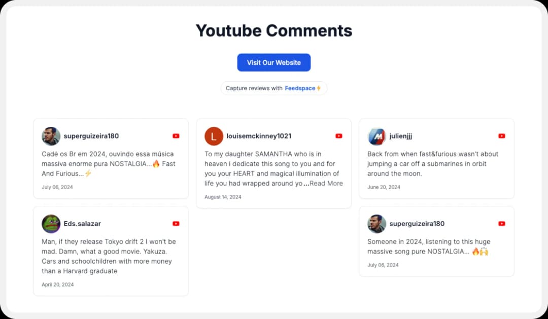 Create a Wall of Love using YouTube Comments