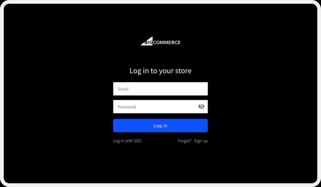 BigCommerce login dashboard