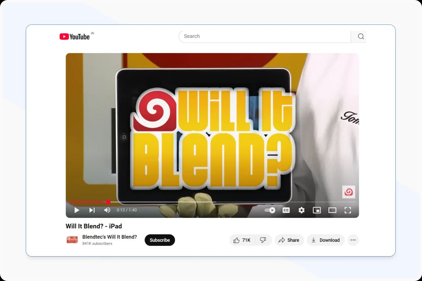 Blendtec Will It Blend Campaign Demonstrating Product Durability