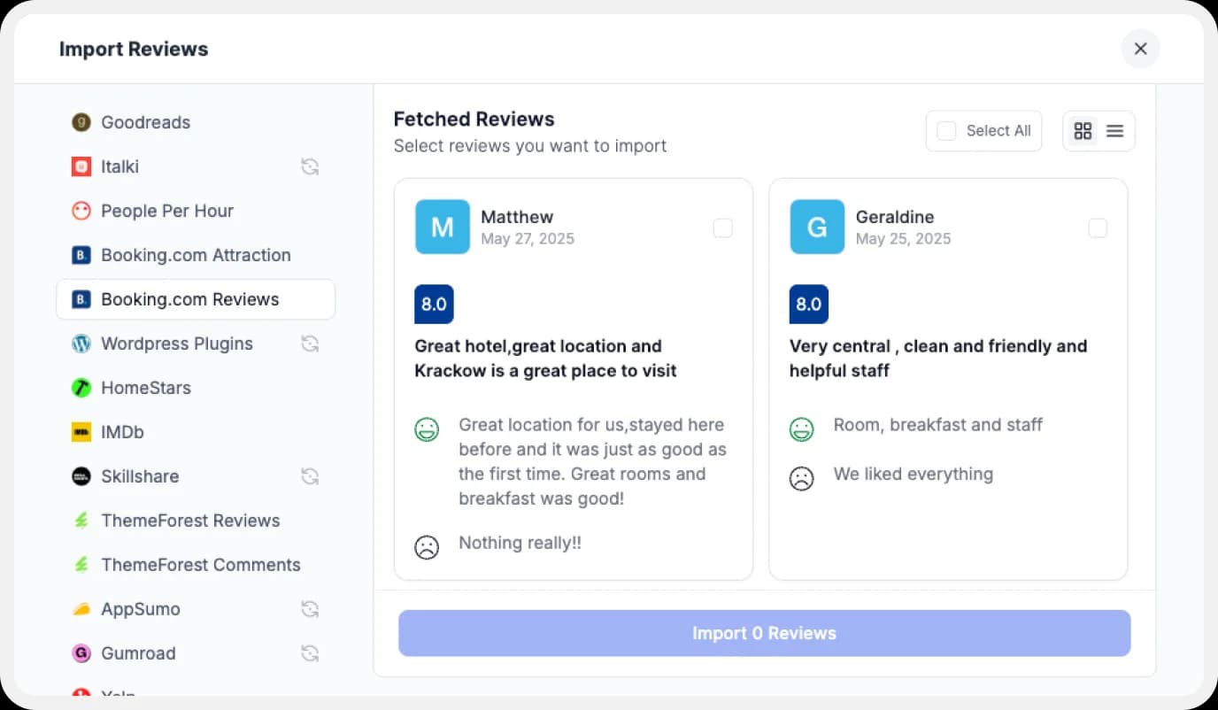 Import Booking reviews to Feedspace