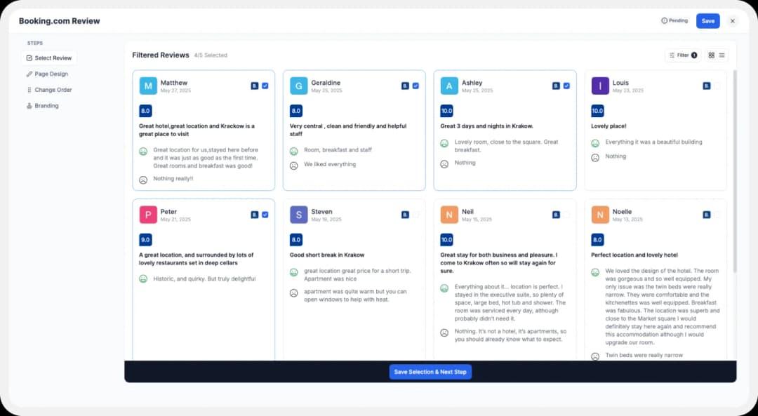 Adding Booking.com reviews to website using Wall of Love