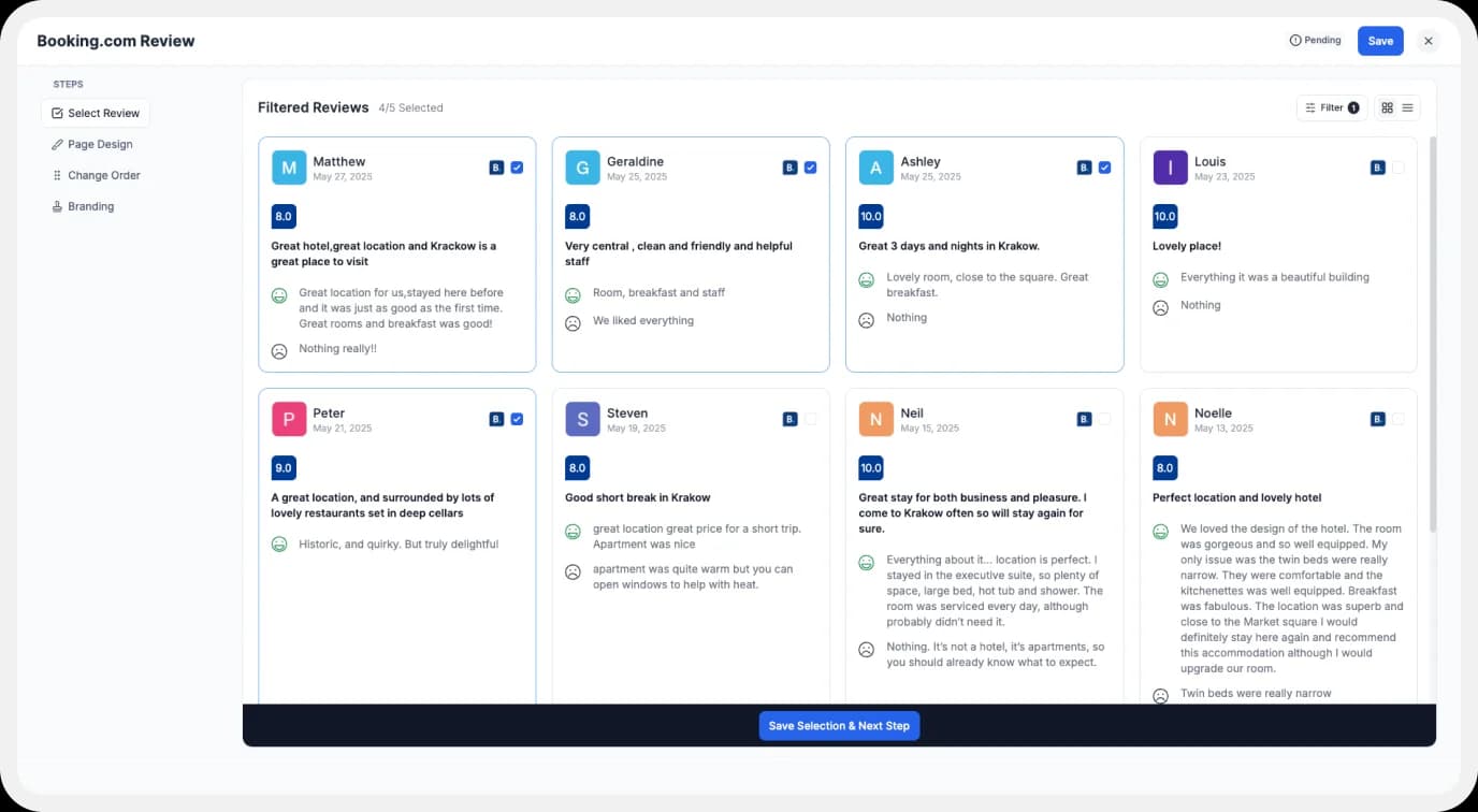 Adding Booking.com reviews to website using Wall of Love