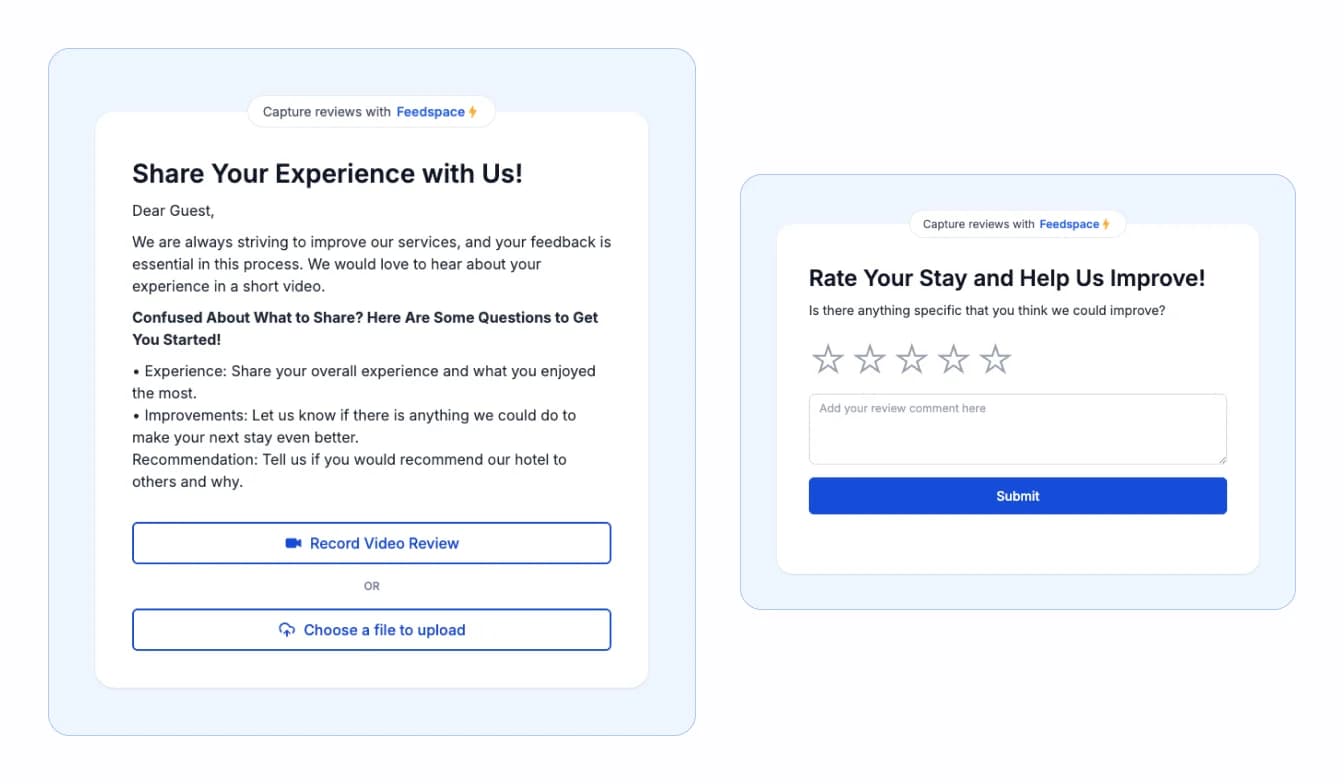 Form to collect hotel reviews