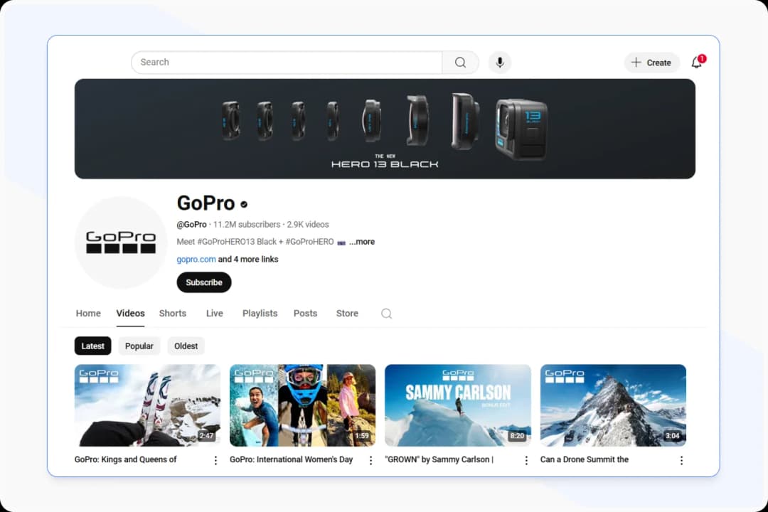 GoPro YouTube Channel Featuring Extreme Sports and Adventure Clips