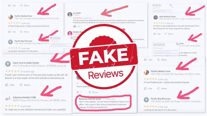 Example of Google fake reviews