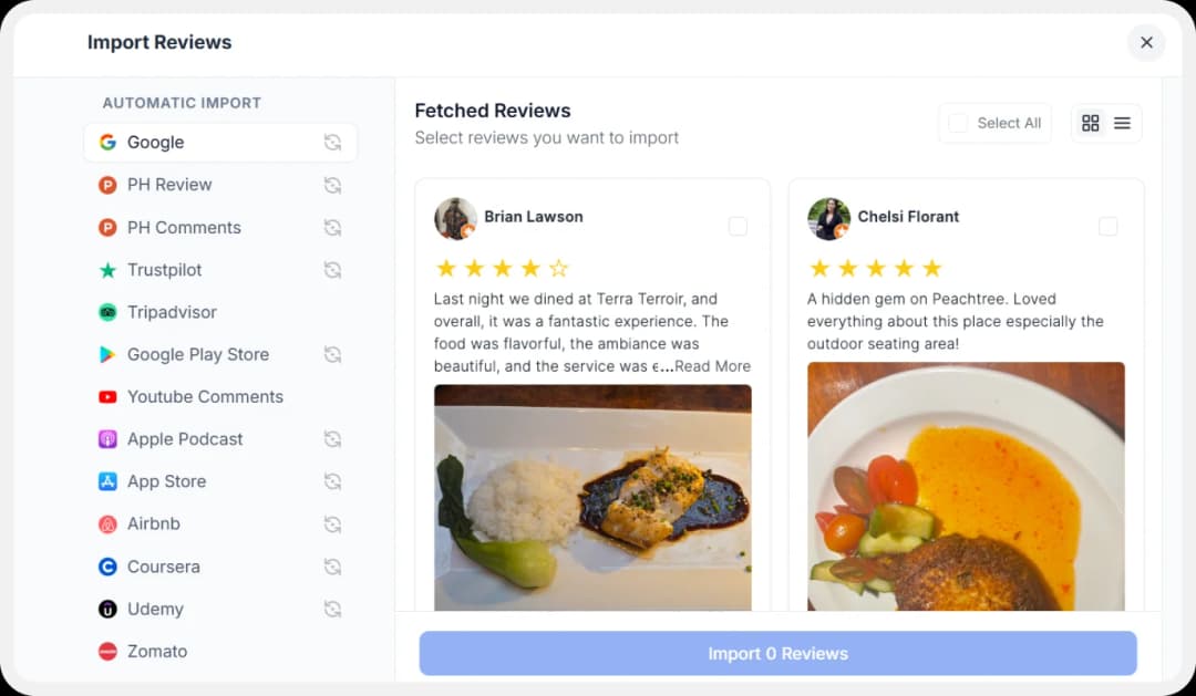 Import Google reviews into Feedspace Tool