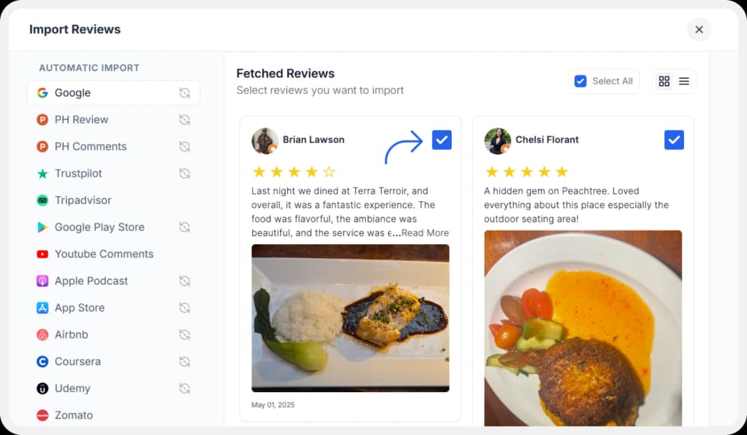 Selecting Preferred Google Reviews