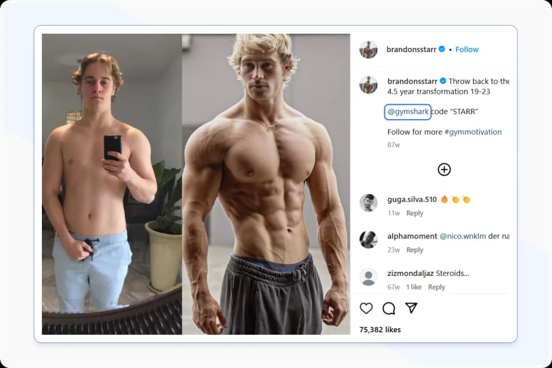 Gymshark Customer Testimonials Showcasing Before and After Transformations