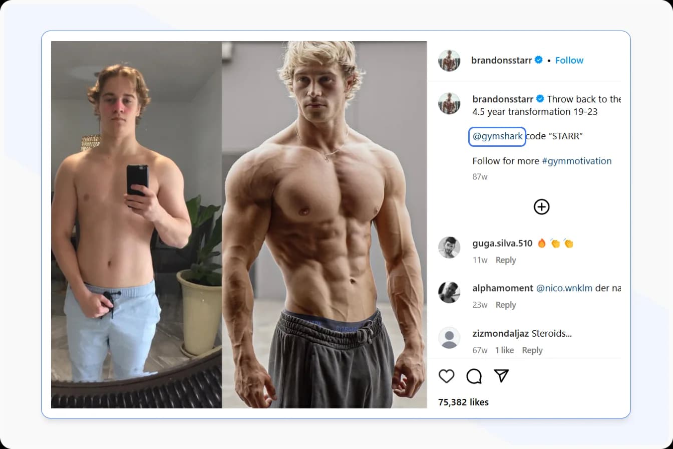 Gymshark Customer Testimonials Showcasing Before and After Transformations