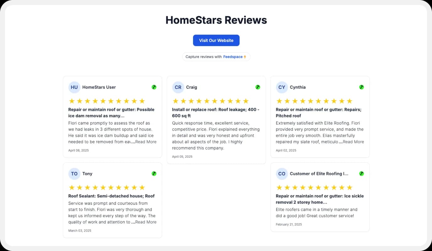 Creating a Wall of reviews using Homestars reviews