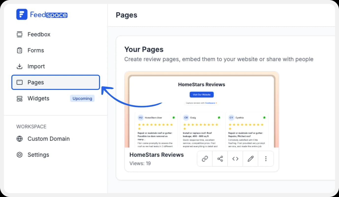 Head to the Pages Section
