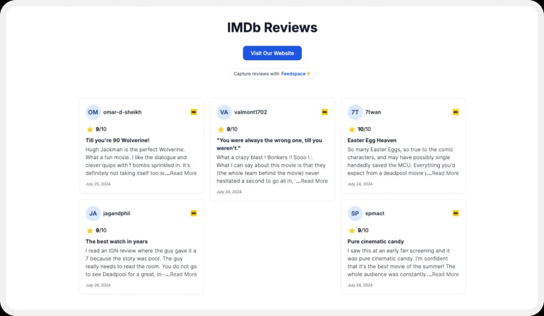 Create a Wall of Love using IMDb reviews