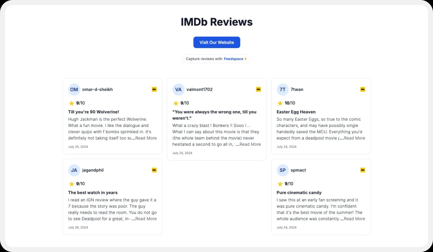 Create a Wall of Love using IMDb reviews