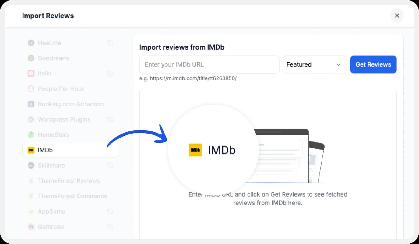 List of platforms available to import reviews to Feedspace.