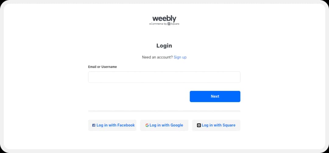 Logging into Weebly dashboard to edit website