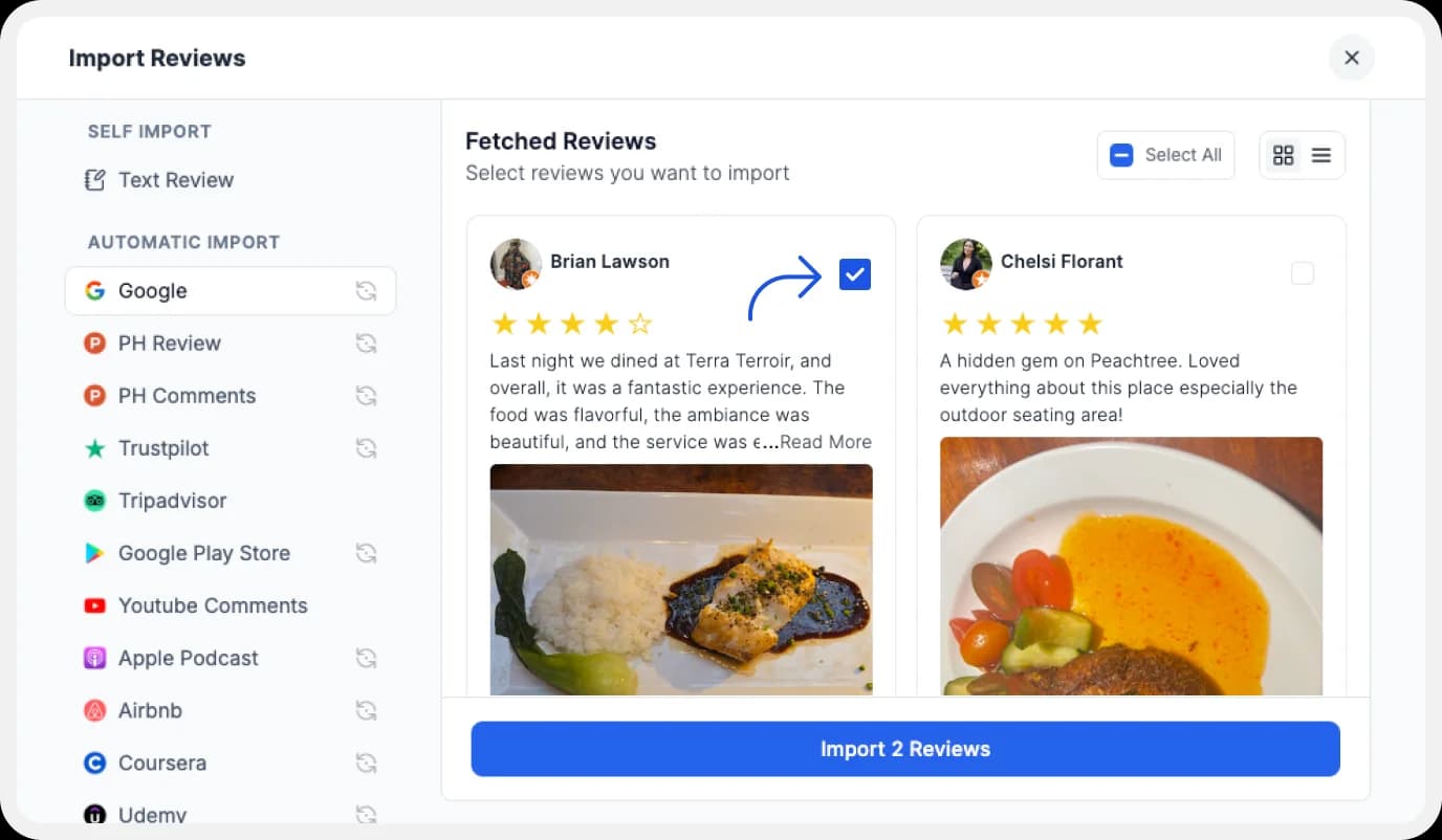 Import Google Reviews to Feedspace