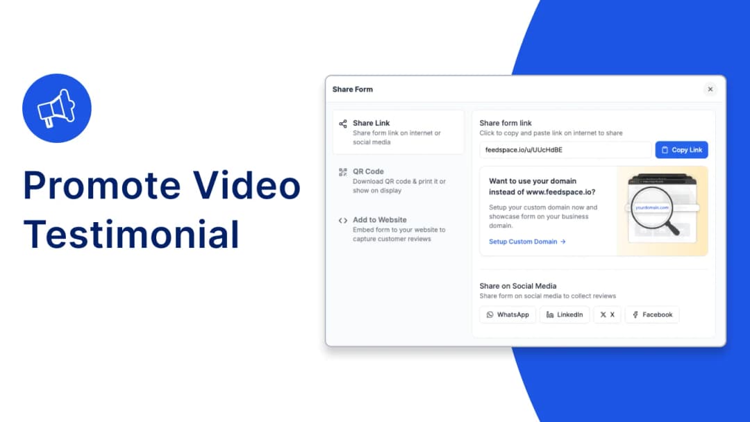 Promote video testimonials with Feedspace