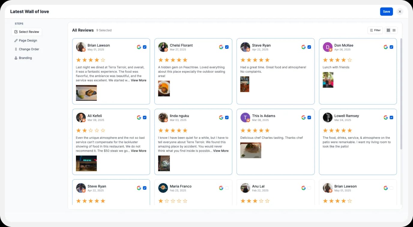 Select Google Review to import